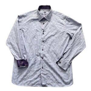 Fleur De Lis Collection Men's Lavender Print Dress Shirt w/ Flip Cuffs -Size 2XL